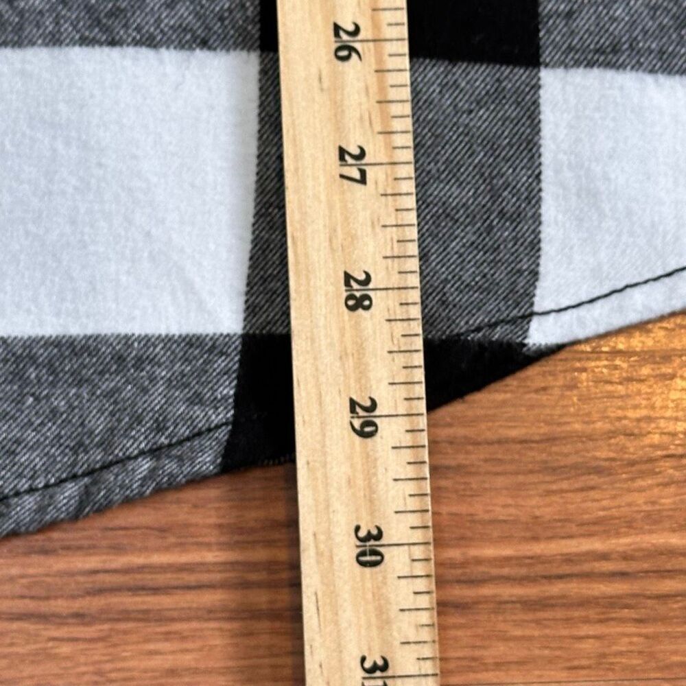 George Long Sleeve Button-Up Collard Shirt Flannel Plaid Black and White| Men Si - Picture 4 of 14